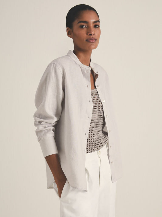 Reiss Featured - | Les 100 Ciels Linen Shirt in Soft Grey