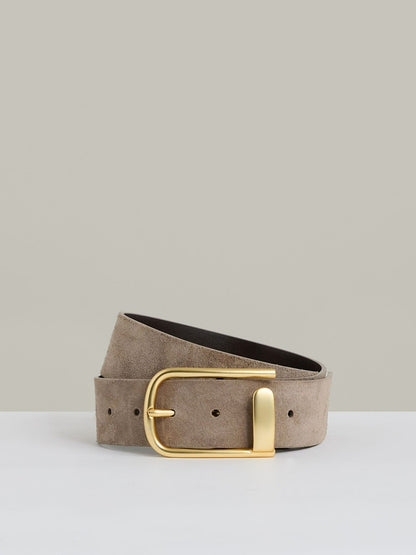Reiss Sale - Leather Half Keeper Belt in Grey