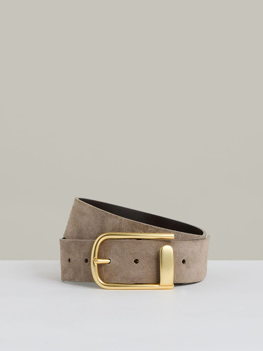 Reiss Sale - Leather Half Keeper Belt in Grey