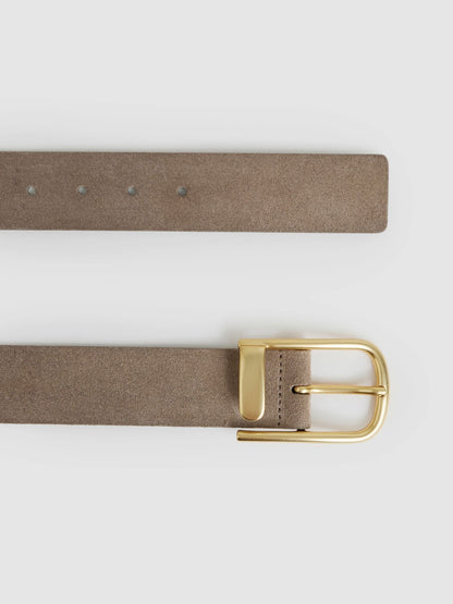 Reiss Sale - Leather Half Keeper Belt in Grey