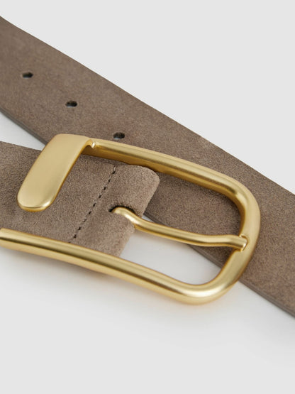 Reiss Sale - Leather Half Keeper Belt in Grey