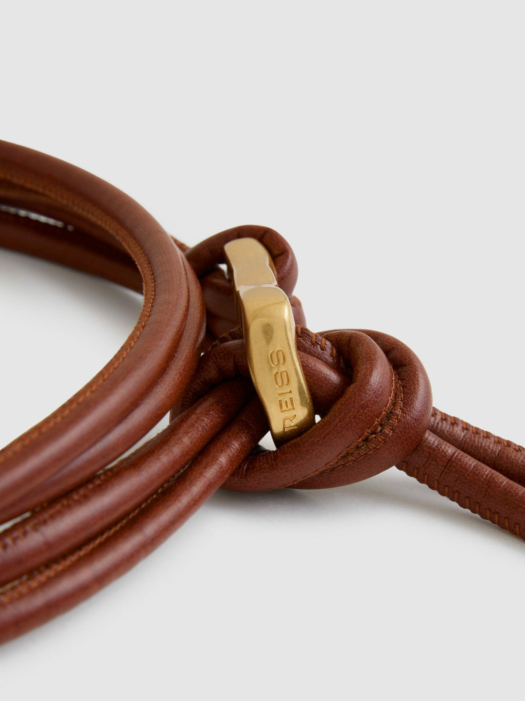 Reiss Offer - Sculpted Buckle Tubular Tie Belt in Tan
