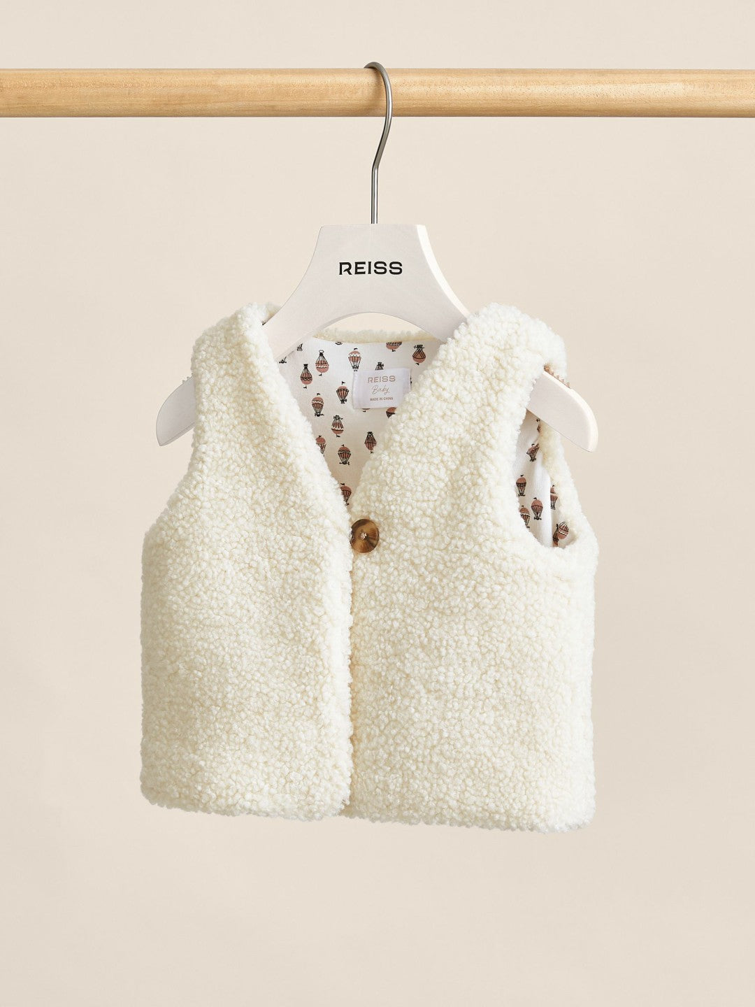 Reiss Sale - Lined Fleece Gilet in Ivory