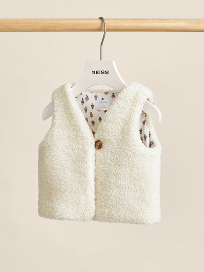Reiss Sale - Lined Fleece Gilet in Ivory