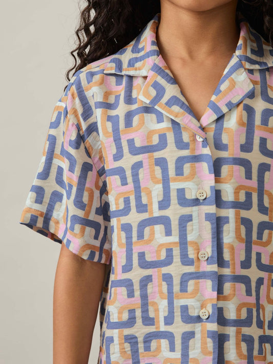 Reiss Sale - 9-13 yrs Geometric Chain Print Shirt in Multi