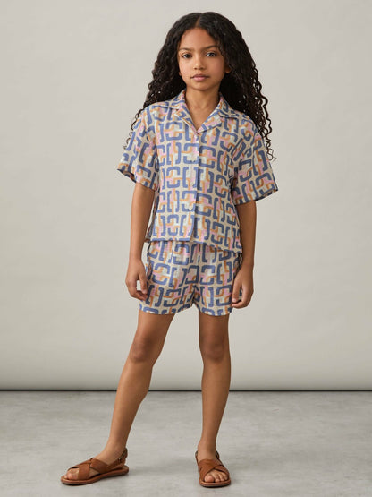 Reiss 13-14 yrs Geometric Chain Print Shorts in Multi