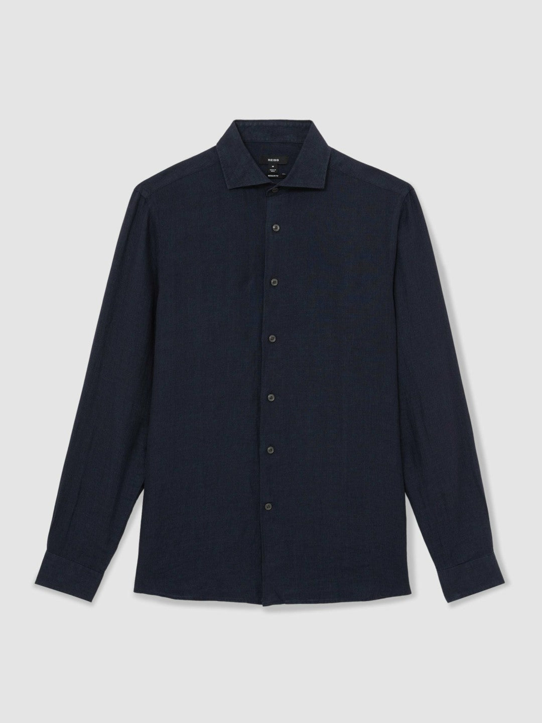 Reiss Value - Linen Button-Through Shirt in Navy