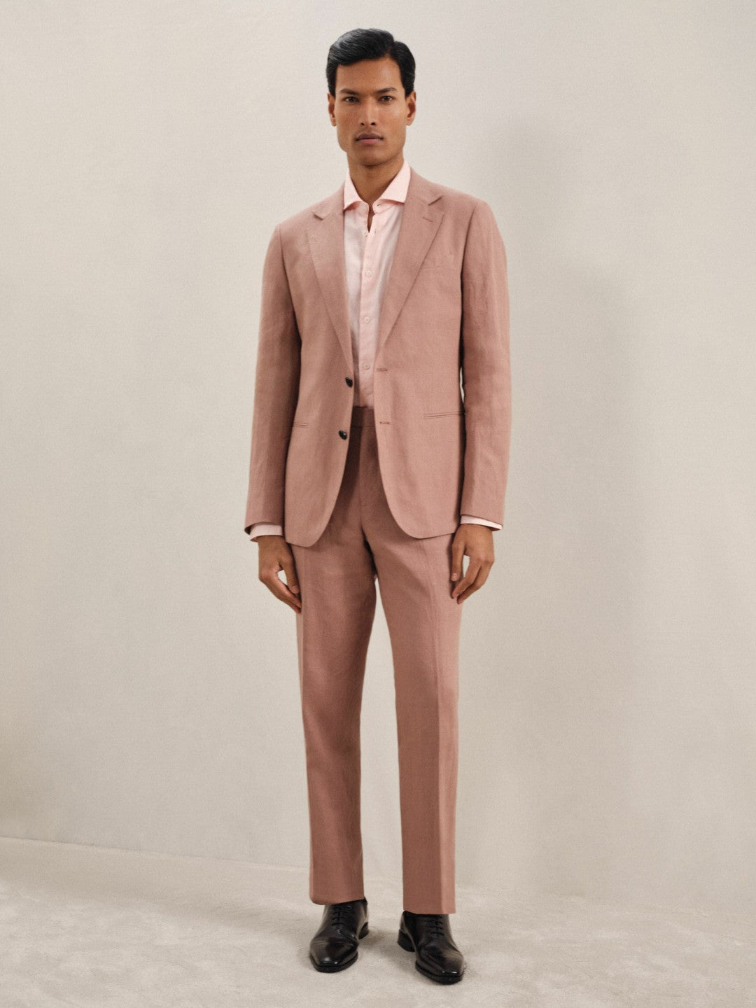 Reiss Savings - Single-Breasted Linen Suit Blazer Slim Fit in Rose Pink