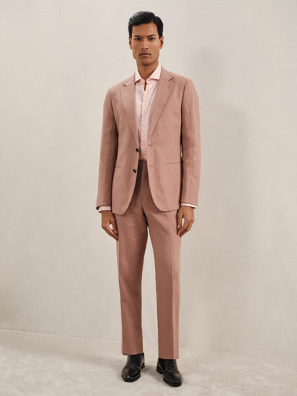 Reiss Savings - Single-Breasted Linen Suit Blazer Slim Fit in Rose Pink