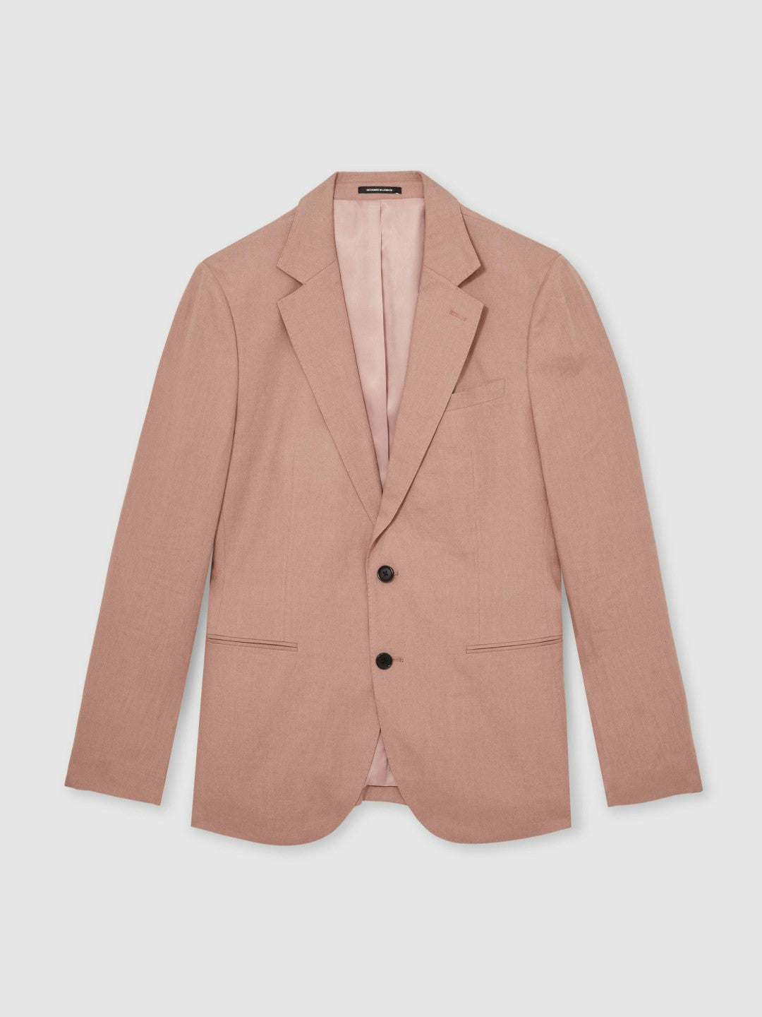 Reiss Savings - Single-Breasted Linen Suit Blazer Slim Fit in Rose Pink