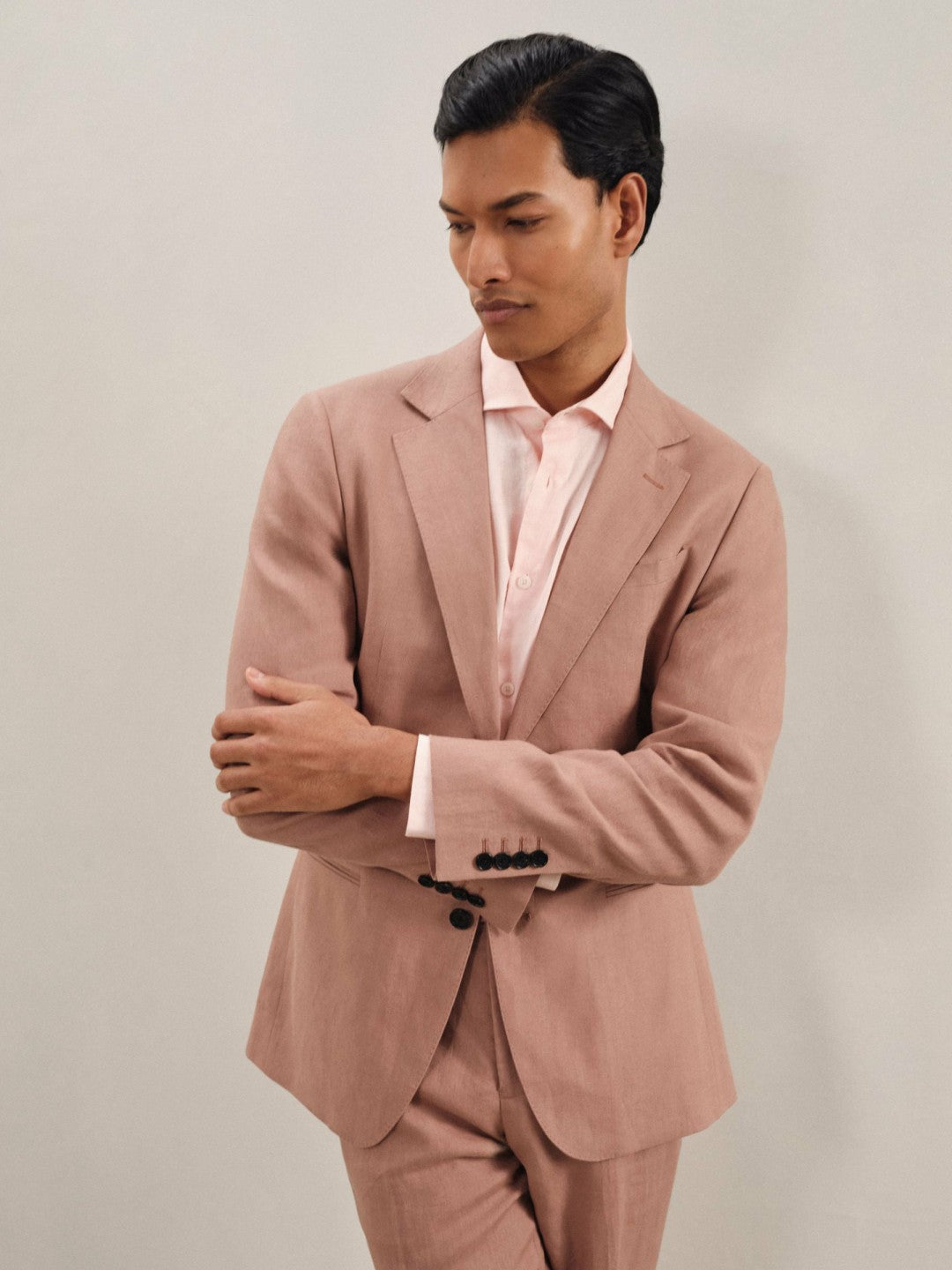 Reiss Savings - Single-Breasted Linen Suit Blazer Slim Fit in Rose Pink