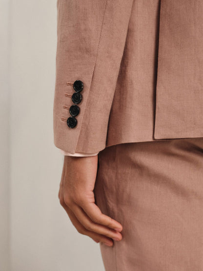 Reiss Savings - Single-Breasted Linen Suit Blazer Slim Fit in Rose Pink
