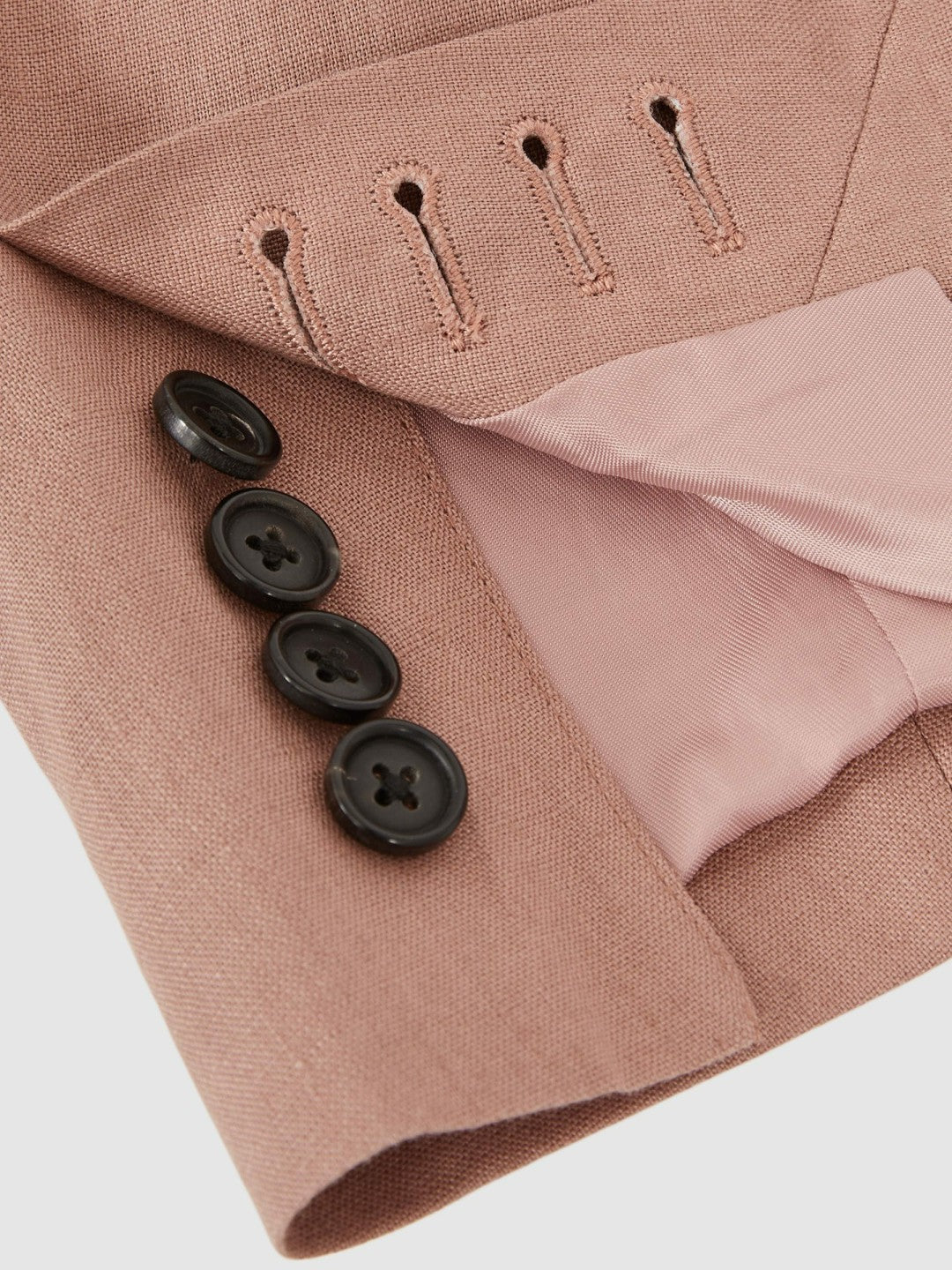 Reiss Savings - Single-Breasted Linen Suit Blazer Slim Fit in Rose Pink