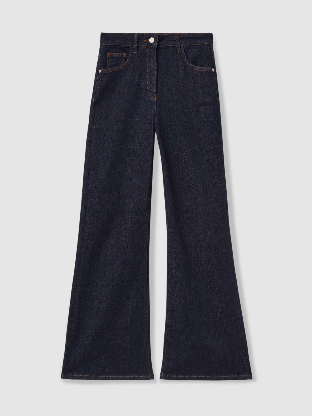 Reiss Petite Mid-Rise Flared Jeans in Dark Blue