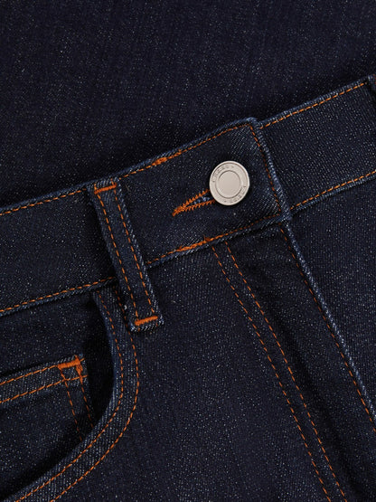 Reiss Petite Mid-Rise Flared Jeans in Dark Blue