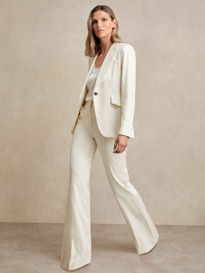 Reiss Petite Wide Leg Tailored Trousers in Cream