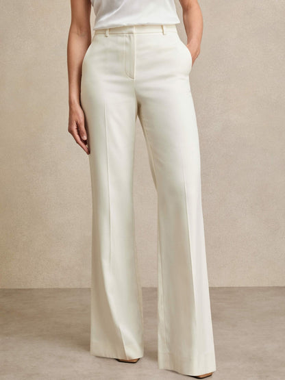 Reiss Petite Wide Leg Tailored Trousers in Cream