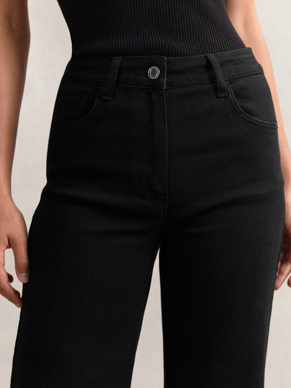 Reiss Affordable - Petite Mid-Rise Flared Jeans in Black