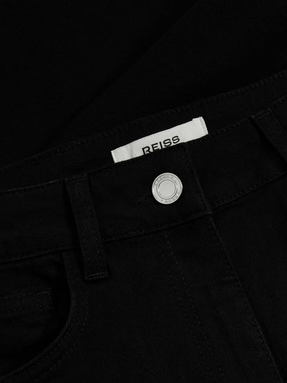 Reiss Affordable - Petite Mid-Rise Flared Jeans in Black