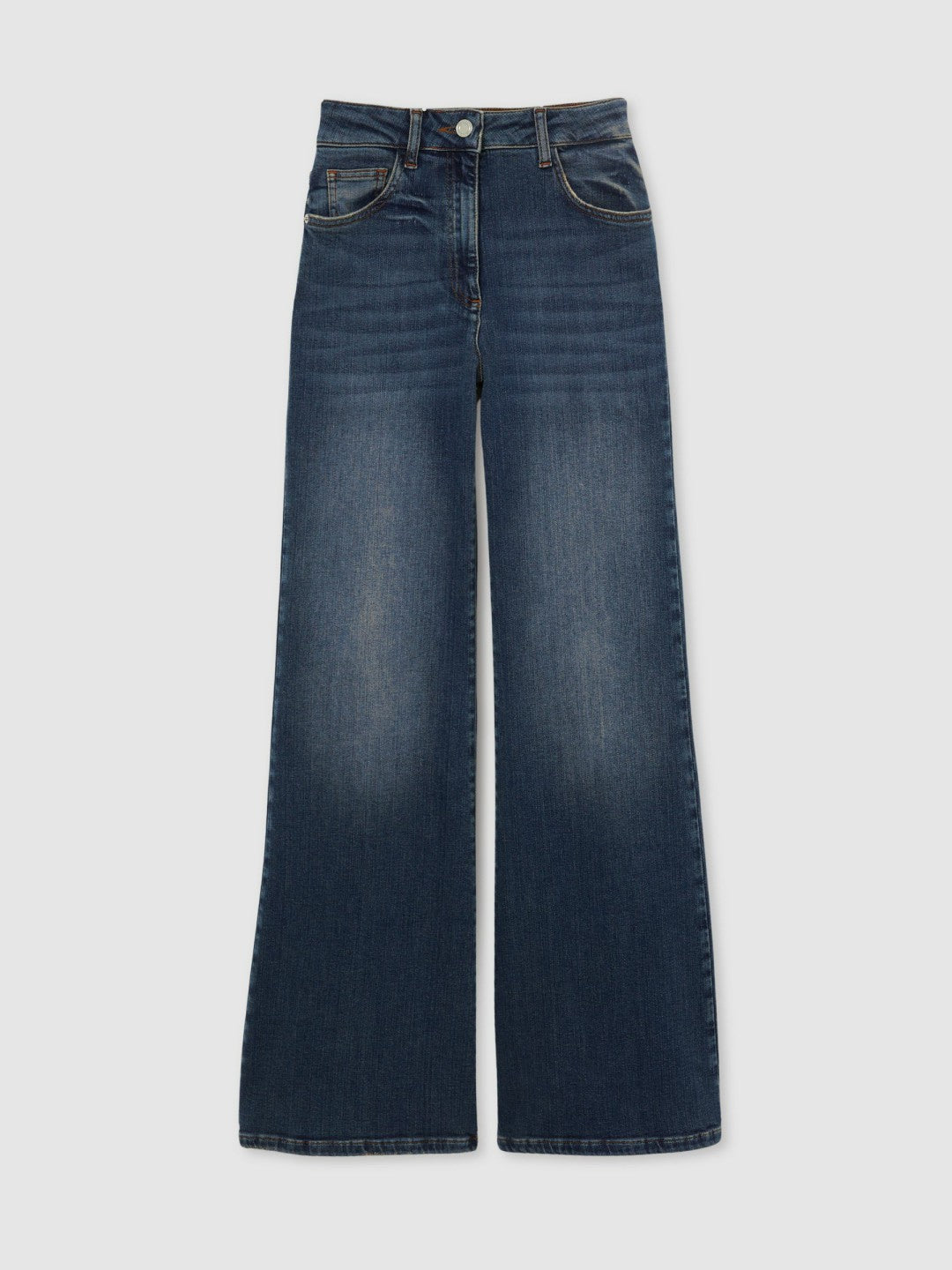 Reiss Featured - Petite Mid-Rise Flared Jeans in Mid Blue