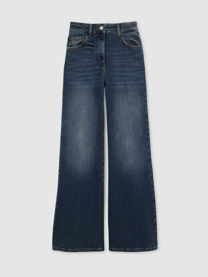 Reiss Featured - Petite Mid-Rise Flared Jeans in Mid Blue
