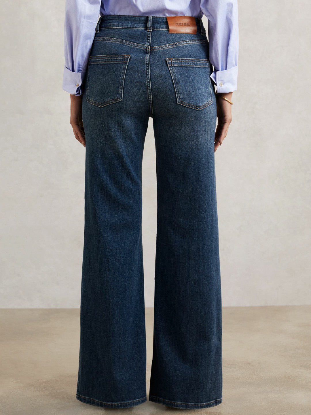 Reiss Featured - Petite Mid-Rise Flared Jeans in Mid Blue
