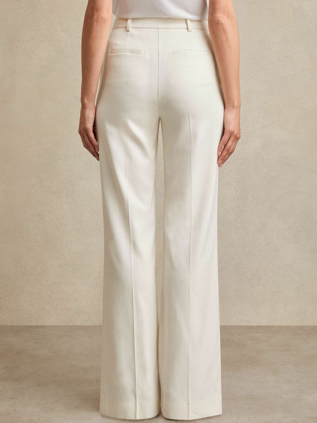 Reiss Wide Leg Tailored Trousers in Cream