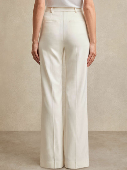 Reiss Wide Leg Tailored Trousers in Cream