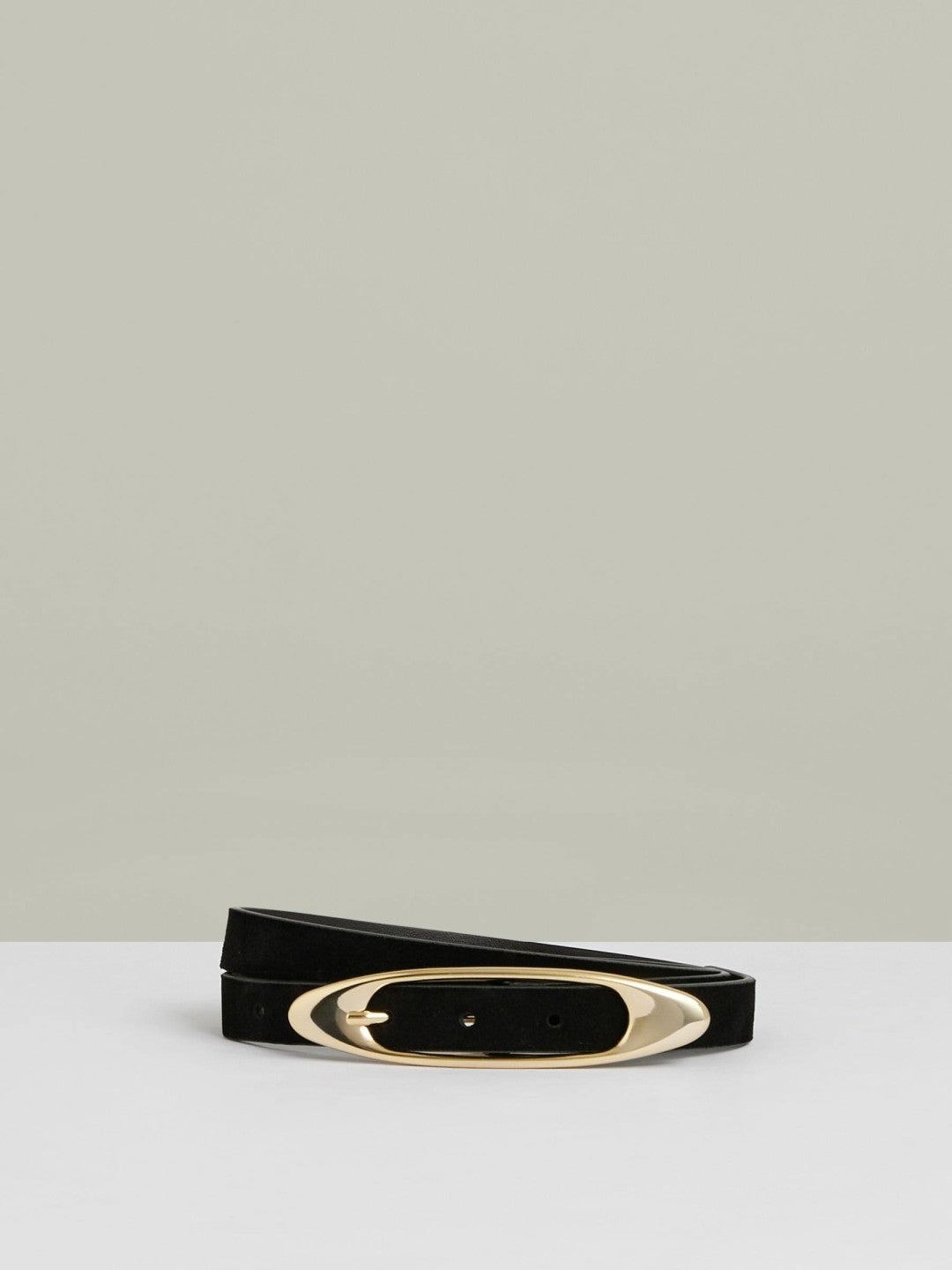 Reiss Savings - Leather Oval-Buckle Belt in Black