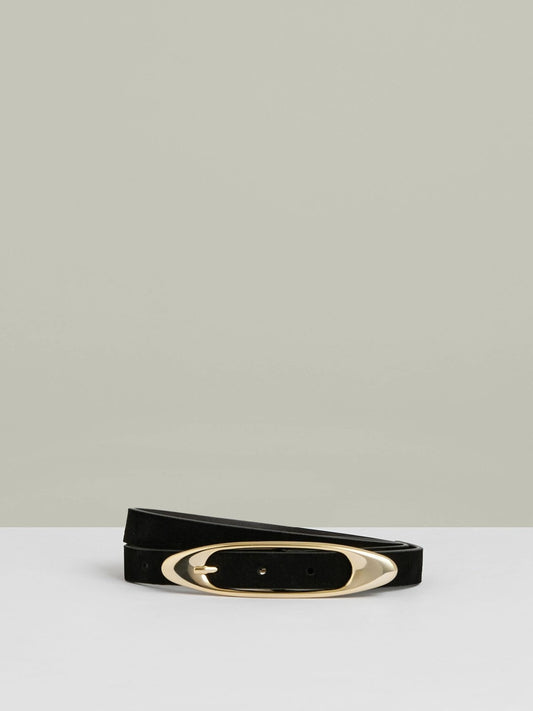Reiss Savings - Leather Oval-Buckle Belt in Black