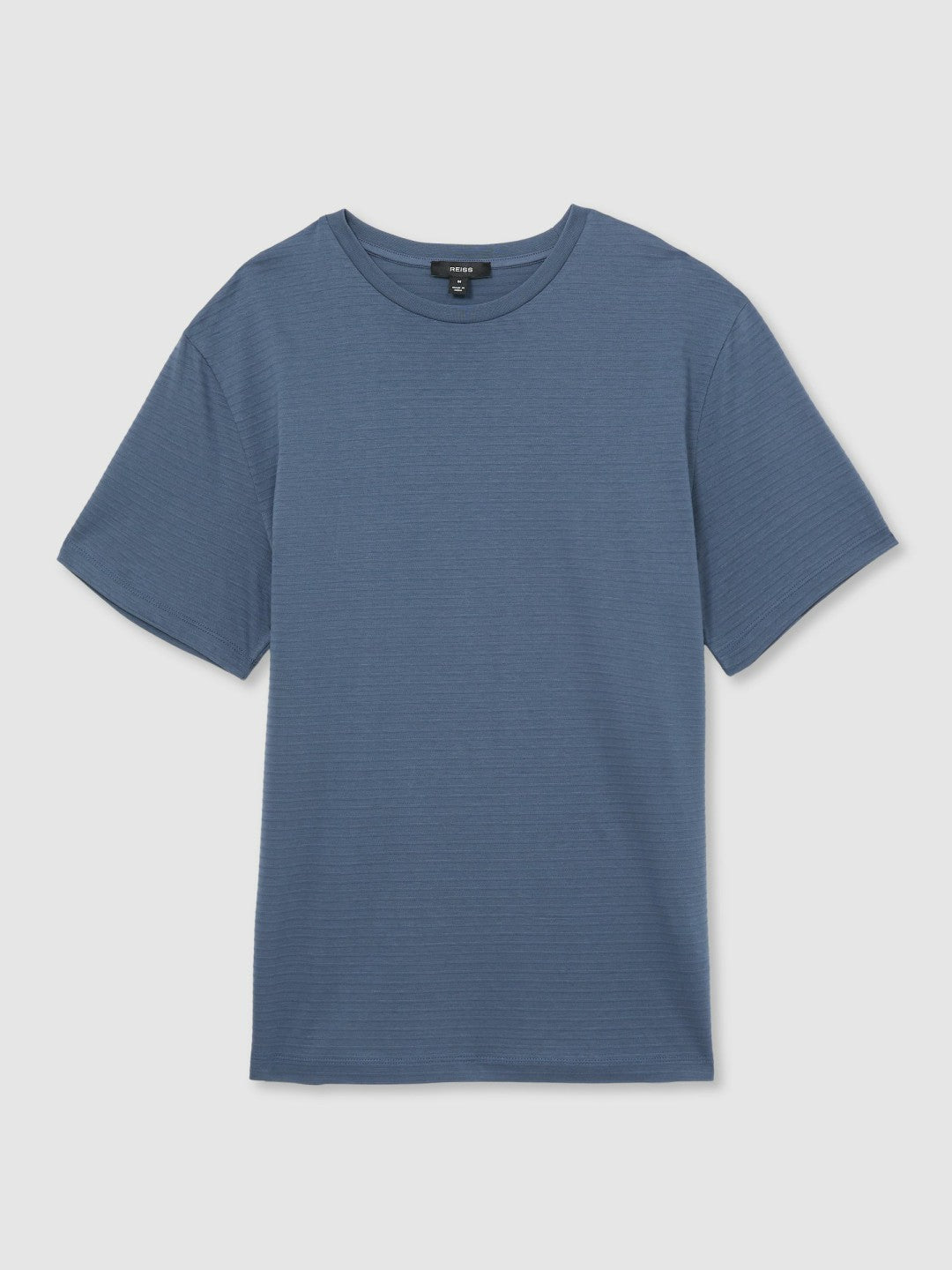 Reiss Value - Mercerised-Cotton Ribbed T-Shirt in Airforce Blue