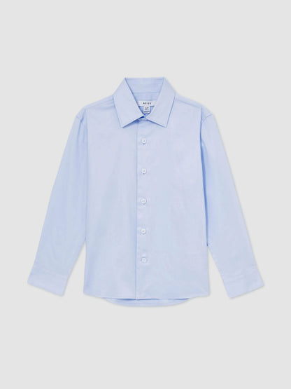 Reiss Featured - 9-13 yrs Slim-Fit Cotton Shirt in Soft Blue