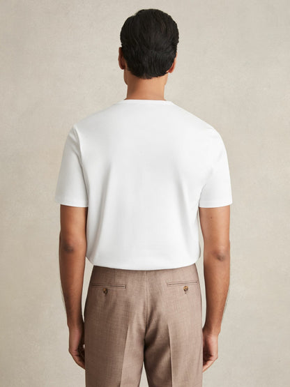 Reiss Value - Mercerised-Cotton Crew-Neck T-Shirt in White