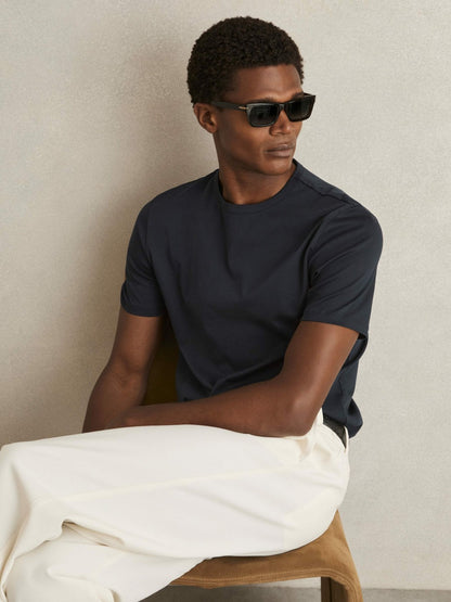 Reiss Offer - Mercerised-Cotton Crew-Neck T-Shirt in Navy