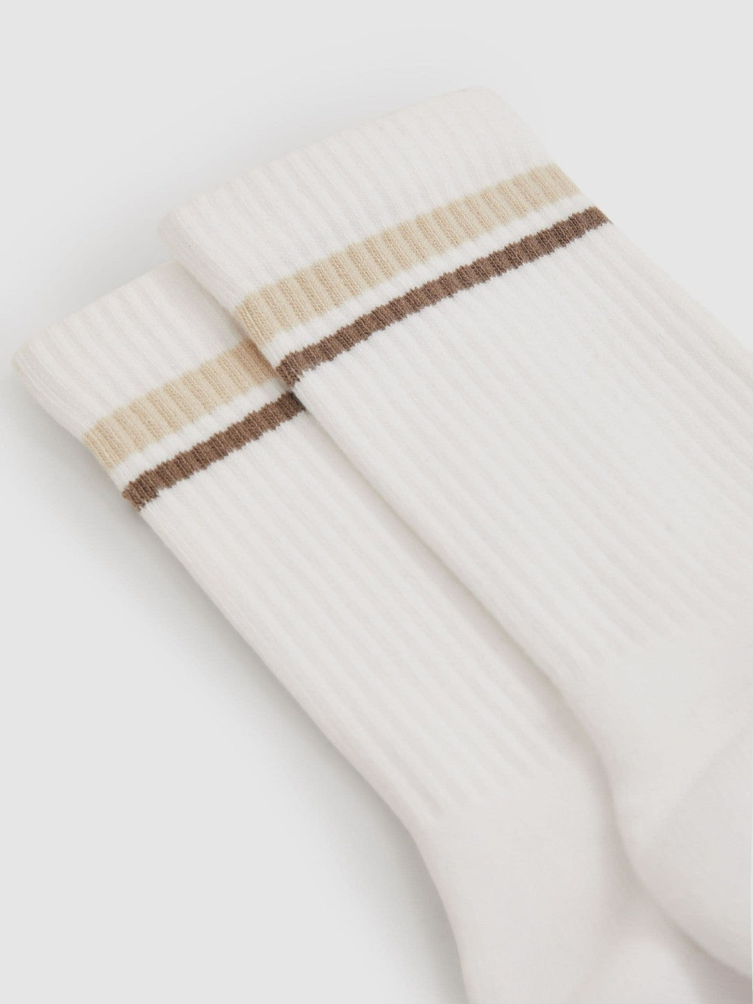 Reiss Popular Choice - Cotton-Blend Striped Crew Socks in White