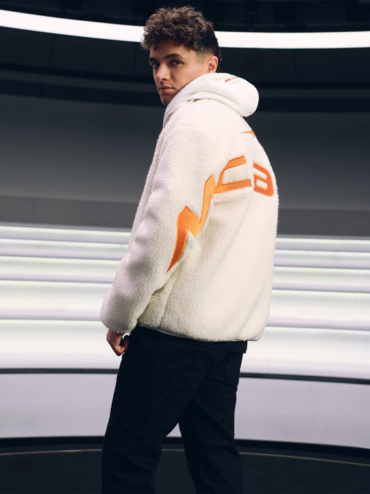 Reiss Value - McLaren F1 Team Embroidered Fleece Jacket Unisex Fit in Off White