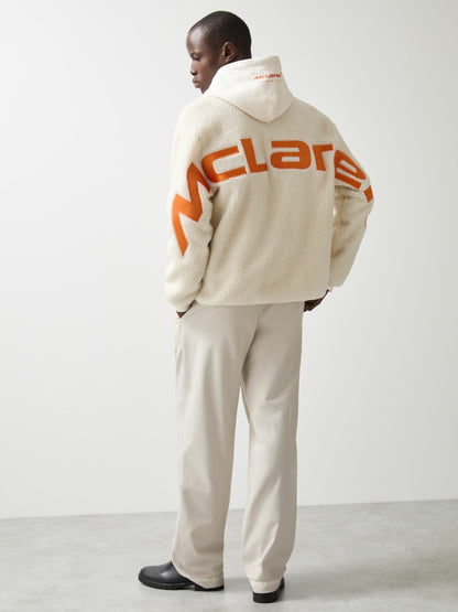 Reiss Value - McLaren F1 Team Embroidered Fleece Jacket Unisex Fit in Off White