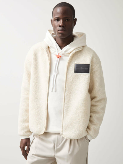 Reiss Value - McLaren F1 Team Embroidered Fleece Jacket Unisex Fit in Off White