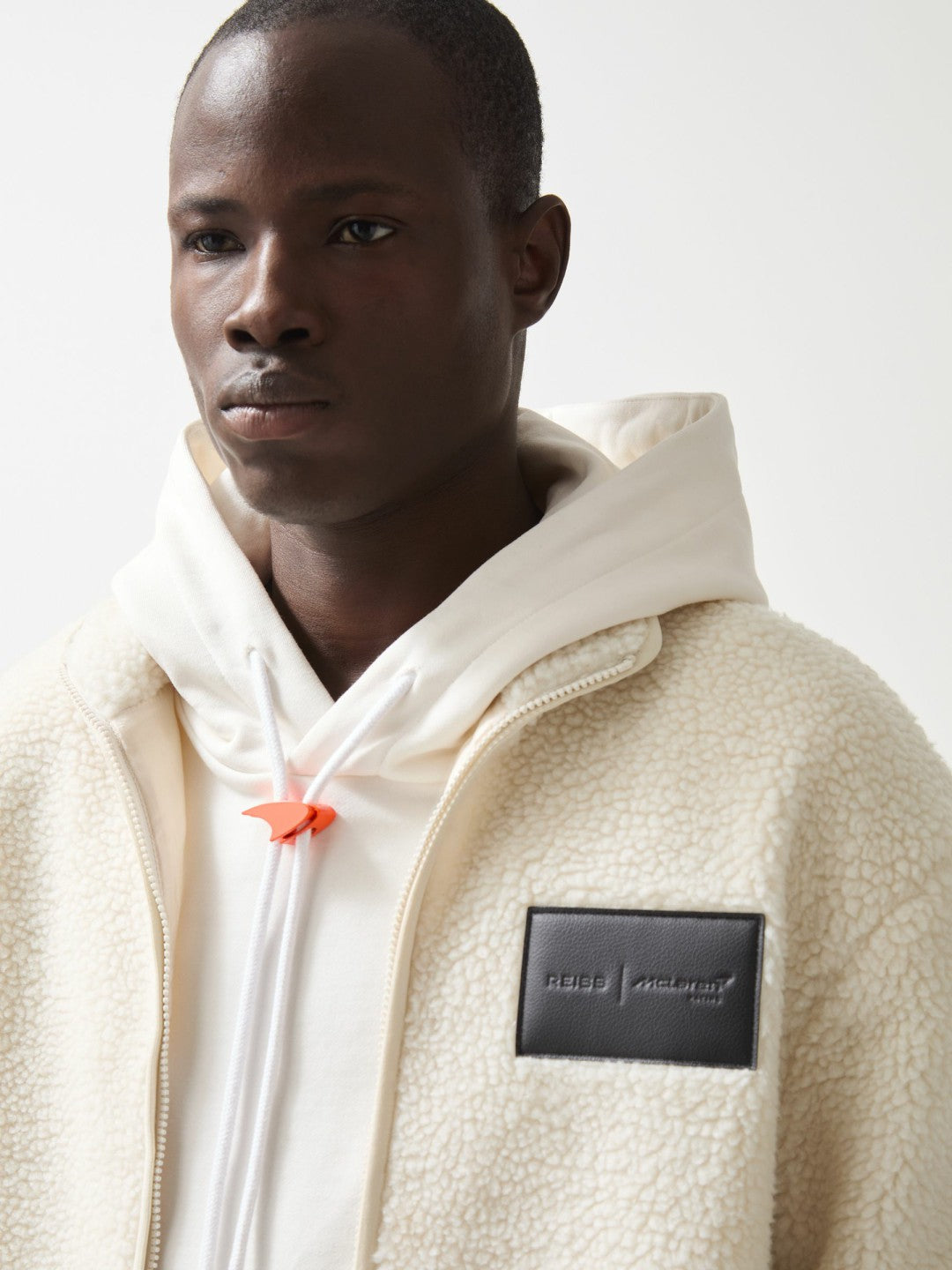 Reiss Value - McLaren F1 Team Embroidered Fleece Jacket Unisex Fit in Off White