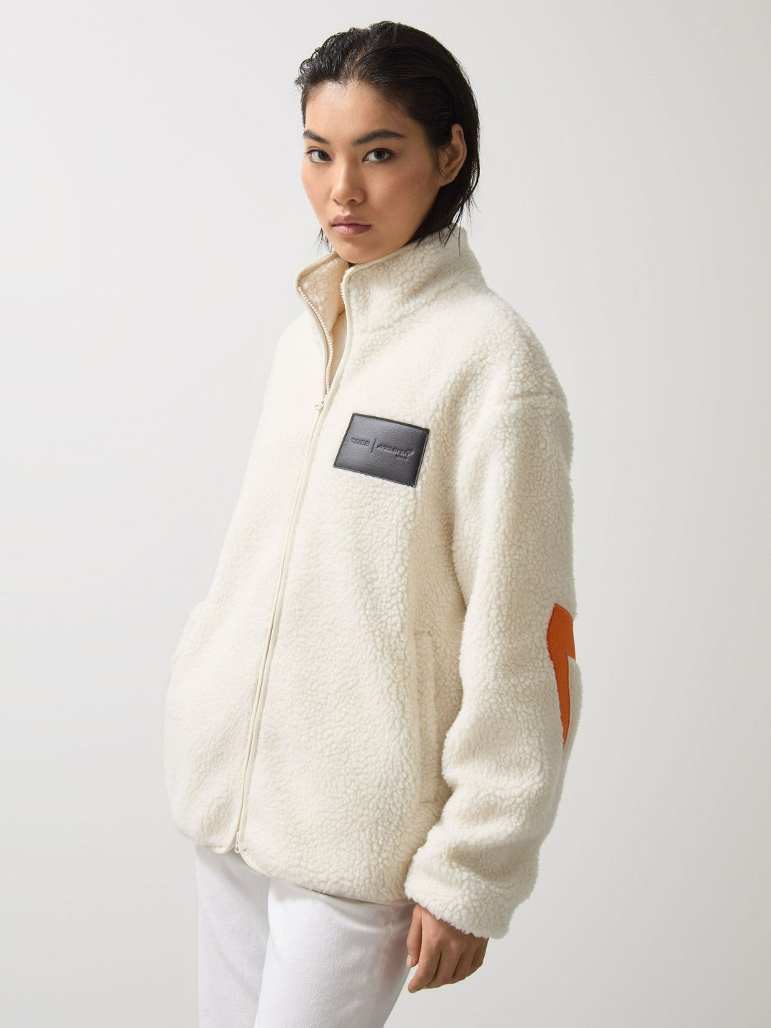 Reiss Value - McLaren F1 Team Embroidered Fleece Jacket Unisex Fit in Off White