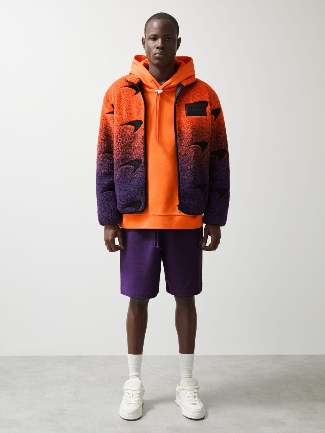 Reiss Deal - Unisex Fit McLaren F1 Team Ombré Fleece Jacket in Papaya Orange/Purple