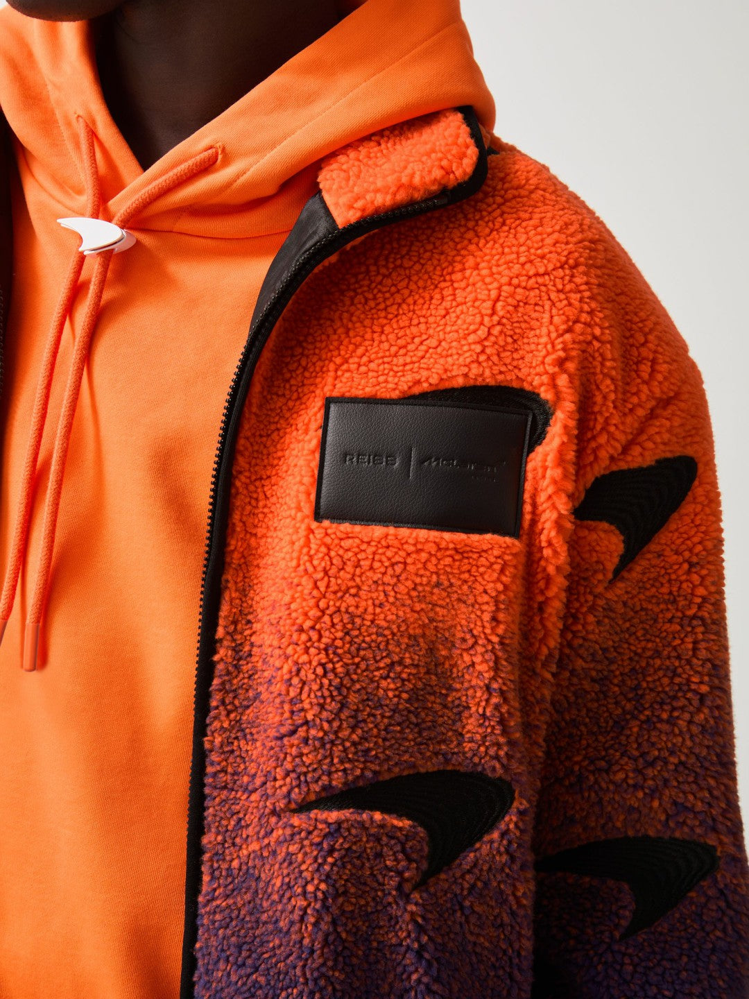 Reiss Deal - Unisex Fit McLaren F1 Team Ombré Fleece Jacket in Papaya Orange/Purple
