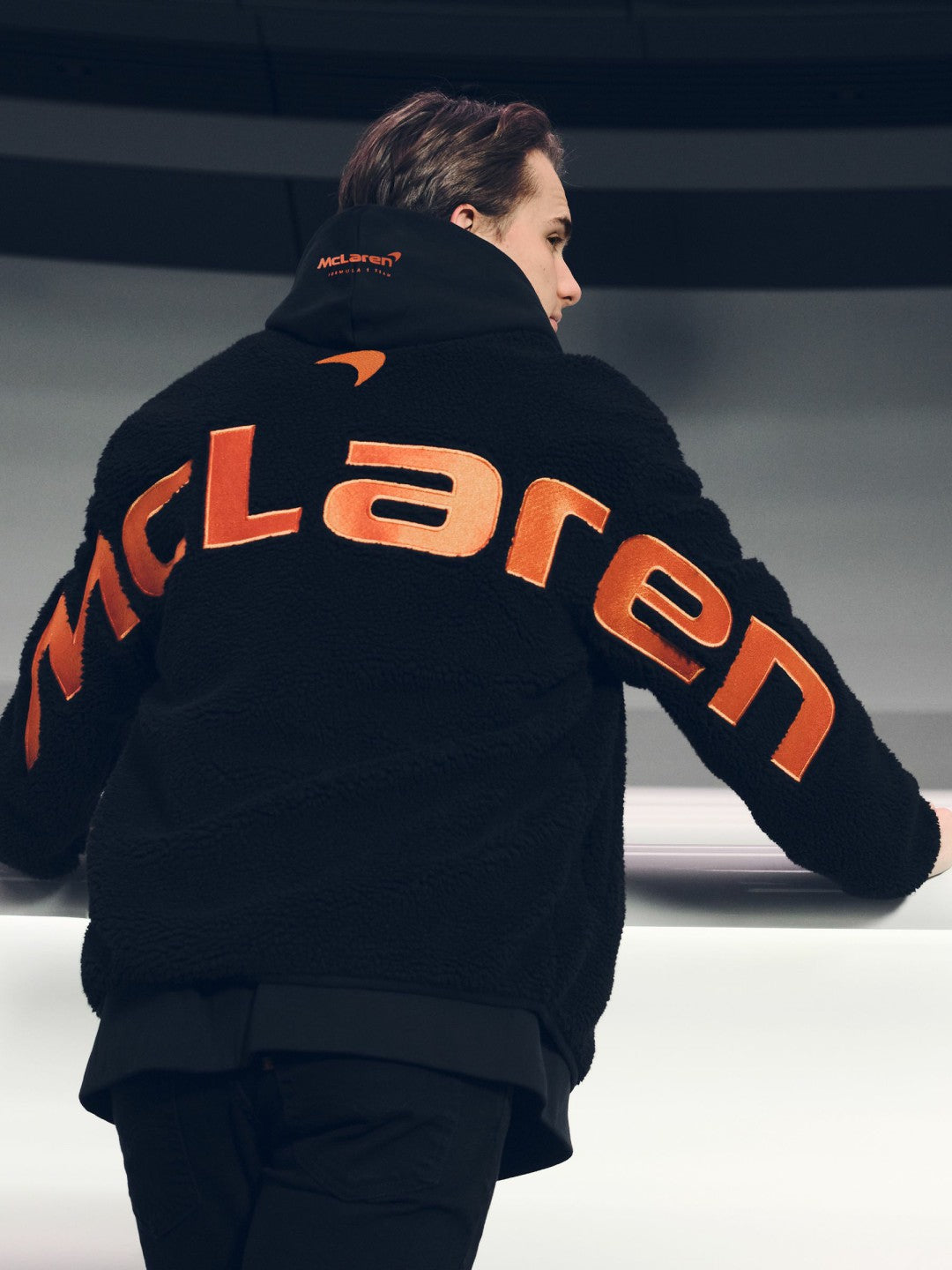 Reiss Featured - McLaren F1 Team Embroidered Fleece Jacket Unisex Fit in Black
