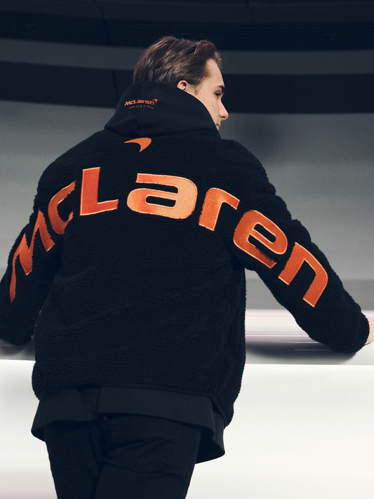Reiss Featured - McLaren F1 Team Embroidered Fleece Jacket Unisex Fit in Black
