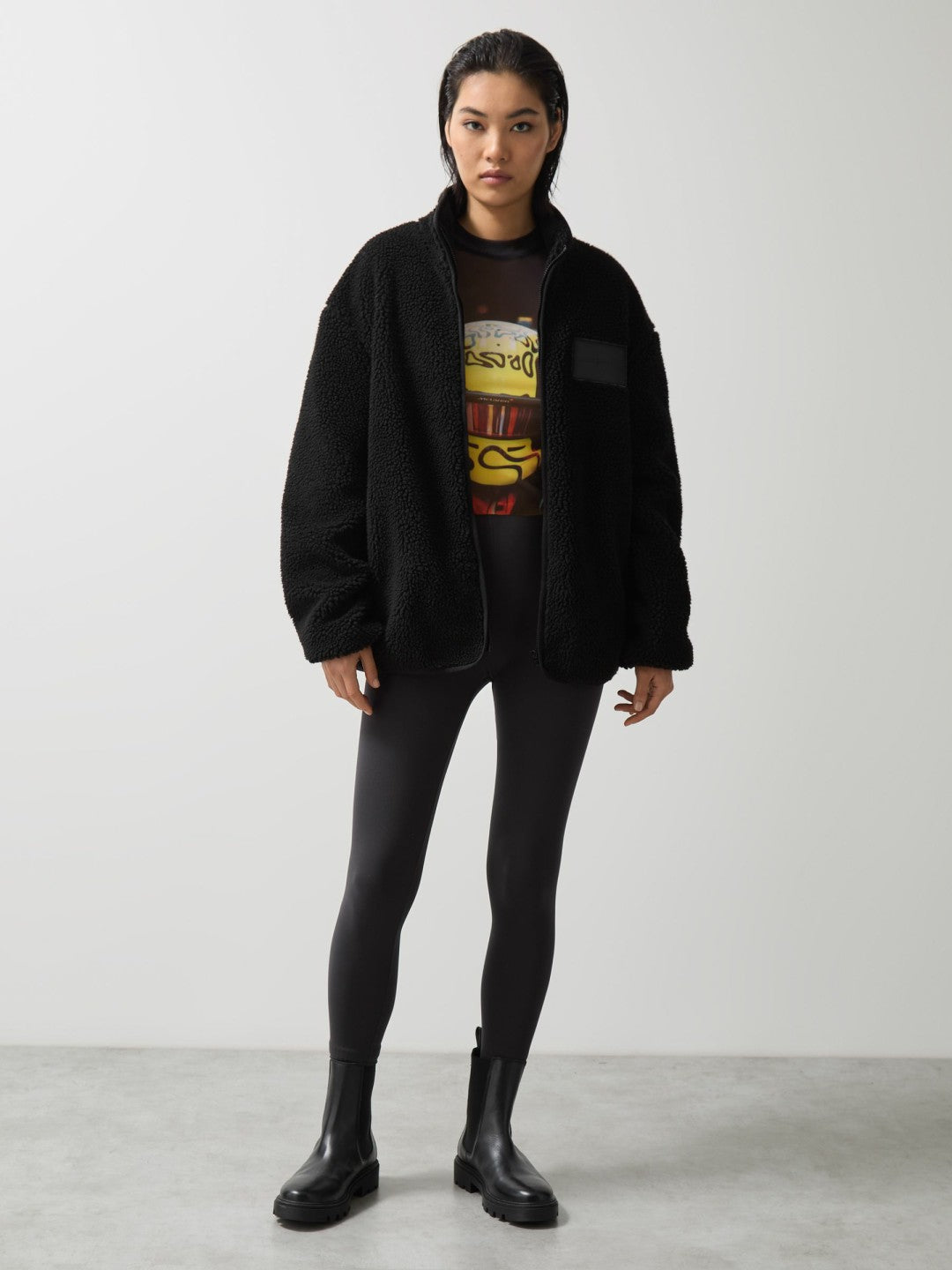 Reiss Featured - McLaren F1 Team Embroidered Fleece Jacket Unisex Fit in Black
