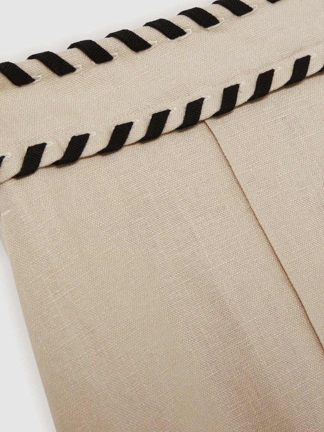 Reiss Linen Wide-Leg Whipstitch Trousers in Neutral