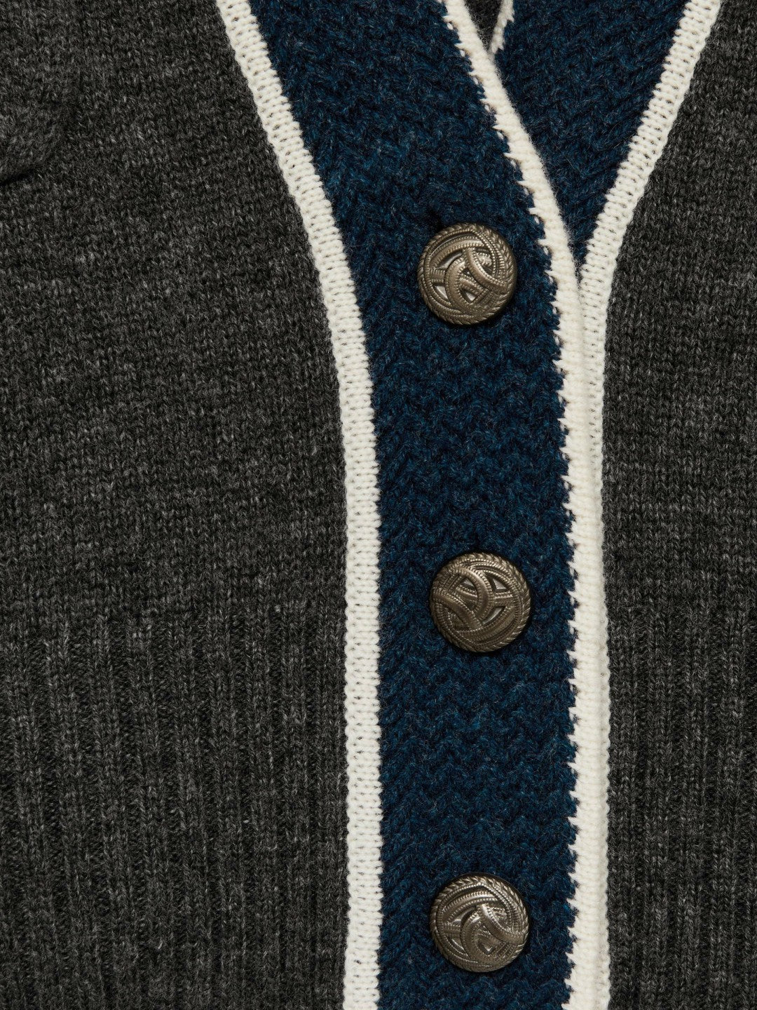Reiss Popular Choice - Wool-Cashmere Tipped V-Neck Cardigan in Charcoal