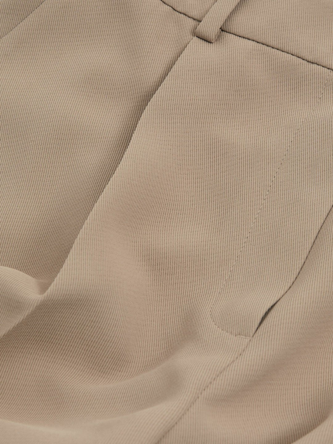 Reiss Elasticated-Waist Wide-Leg Twill Trousers in Mink Neutral