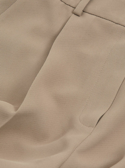 Reiss Elasticated-Waist Wide-Leg Twill Trousers in Mink Neutral