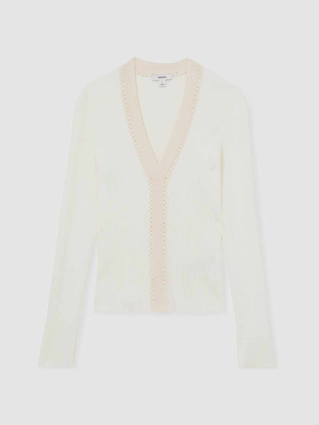 Reiss Savings - Craft-Stitch Rib-Knit Top in Ivory